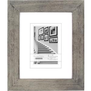 Malden International Designs Manhattan Distressed Mat Picture Frame, 5x7/8x10, Gray