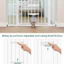 BABELIO New Version Baby Gate with Cat Door Adjustable,29-40" Metal Pet Door for Stairs & Doorways,Pressure Mounted,No Tools Needed,White