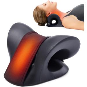 Cozyhealth Neck Stretcher for Neck Pain Relief, Heated Cervical Traction Device Pillow with Graphene Heating Pad, Neck and Shoulder Relaxer for TMJ Pain Relief and Cervical Spine Alignment (Black)