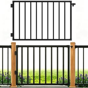 48" W x 42" H Outdoor Deck Gate Kit, Black Heavy‑Duty Steel Anti‑Rust Deck Gate, Outdoor Fence Gate for Deck Railing, Patio, Porch, Garden & Yard