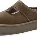 Vilanva Platform Slippers for Women Cozy Fur Lined Slip on Mary Jane Winter Shoes Warm Comfy House Slippers for Indoor Outdoor (8.5, Taupe)