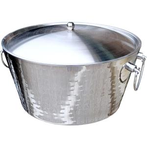 Insulated Stainless Steel Large Ice Bucket with Lid for Parties, Anchored Metal Ice & Beverage , Champagne Bucket for Extended Chill - 12-Quarts