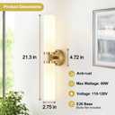 Wall Sconces Set of Two, Hardwired Brushed Gold Bathroom Sconces Wall Lighting with Milky White Glass, Modern Sconces Wall Decor Set of 2 Bathroom Light Fixtures for Mirror Living Room Hallway Bedroom