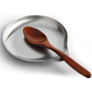 VanlonPro Stainless Steel Spoon Rest, Spatula Ladle Holder, Stainless Steel Utensil Spoon Rest Holder, Brushed Finish, Dishwasher Safe 5.9 x 5.1 Inch (Round Silver 1PC)