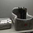 Dog Car Seat for Medium Dogs Up to 40lbs,Fully Detachable and Washable,Easy to Install with Adjustable Straps,Anti-Slip Base Travel Car Bed for Pets,2 Side Pockets(Grey,Medium)