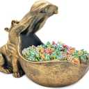 aboxoo Hippo Statue Home Resin Hippopotamus Figurine Sculpture Table Art Decoration Sundries Key Container Storage Box (Gold)