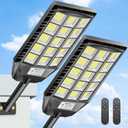 Deepn Solar Lights Outdoor Waterproof, Solar Street Lights Outdoor, 6500K LED Dusk to Dawn Security Flood Light Motion Sensor with Remote Control for Yard, Parking Lot, Porch, Garages, Garden, 2 Pack