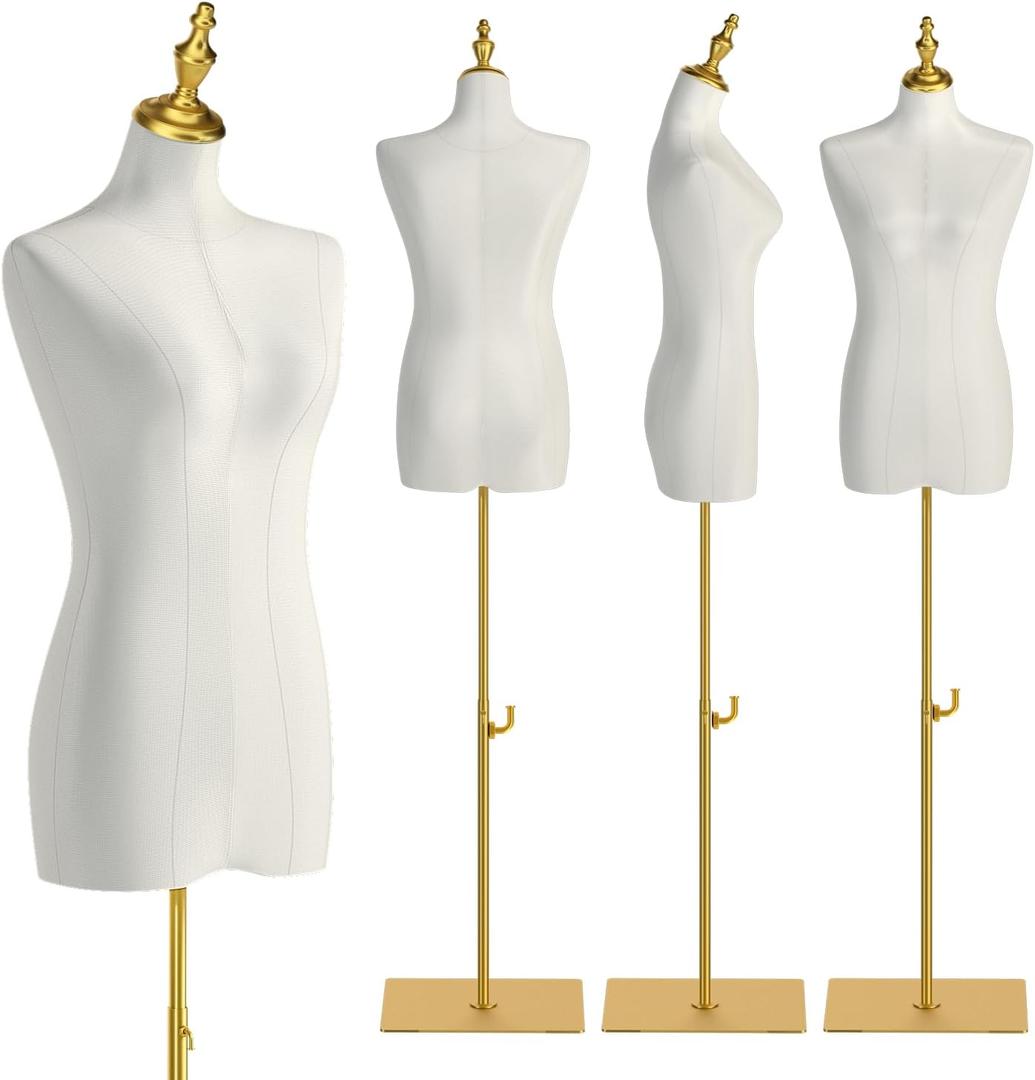 Female Mannequin Torso for Sewing: Adjustable Height from 47.2 to 74.8 Inch Female Dress Form for Sewing and Clothing Display - Pinnable Mannequin with Support Metal Base Stand