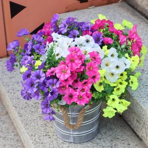 Artificial Flowers for Outdoors,UV Resistant Artificial Outdoor Flowers,Not-Fading Faux Flowers for Outdoor Planters Front Door Porch Yard Patio Garden Home Decor,12 Bundles Mix 4 Colors