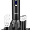 Electric Opener Set With Base, Accessories Including Rechargeable Corkscrew, Aerator, Stoppers and Foil Cutter - Perfect Gifts for Wine Lovers (Black)