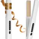 Cordless Hair Straightener and Curler, 2 in 1 Portable Mini Flat Iron & Curling Iron, Fast Heating & Titanium Plate Straightener with 4 Adjustable Temp,Travel Size Preferred Gifts (White)