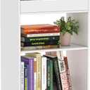 3-Tier Mobile Bookshelf, White Bookcase with Wheels, Rolling File Holder Desk File Book Organizer for Home Office Living Room School
