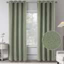 Sage Green 100% Balckout Linen Curtains for Bedroom -2 Panels 84 Inch Length Full Light Blocking Thermal Insulated Solid Grommet Window Curtain Drapes for Living Room,W 52 x L84 Inches Long