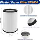 VF4000 Filter Replacement for Ridgid Shop Vac Filters 5-20 Gallon Ridgid Vacuum Filter and 6-9 Gallon Husky Vacuum, 3 Pack Vacuum Filters with 6 Pack Foam Sleeve and 1 Cleaning Brush