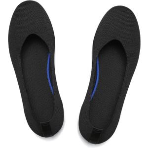 Women's Ballet Flat Dressy Casual Knit Shoes Round Toe Women Mesh Flats (12, Black)