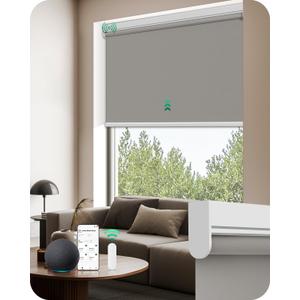 Allesin Motorized Blinds with Remote | Automatic Blackout Roller Shades, Easy Install & Smart Control Electric Blinds for Home Office, Living Room (Gray 28" W x 72" H)