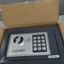 Goldenkey Small Safe Box With Digital Keypad & Keys - 9.05 x 6.7 x 6.7 Inches Wall Safe 0.23 Cuft Mini Security Box for Coin Home Office Hotel Rooms Business Jewelry Gun (Black)