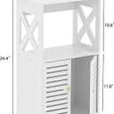 BYFU Bathroom Storage Cabinet, 3-Tier White Small Floor Cabinet Freestanding Organizer with Door and Shelf for Living Room Hallway Kitchen Small Space