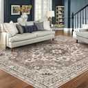 TOPRUUG Washable Oriental Area Rug - 8x10 Rugs for Living Room Soft Carpet for Bedroom Waterproof Floral Distressed Indoor Stain Resistant Non-Shedding Floor Carpets (Beige, 8x10)
