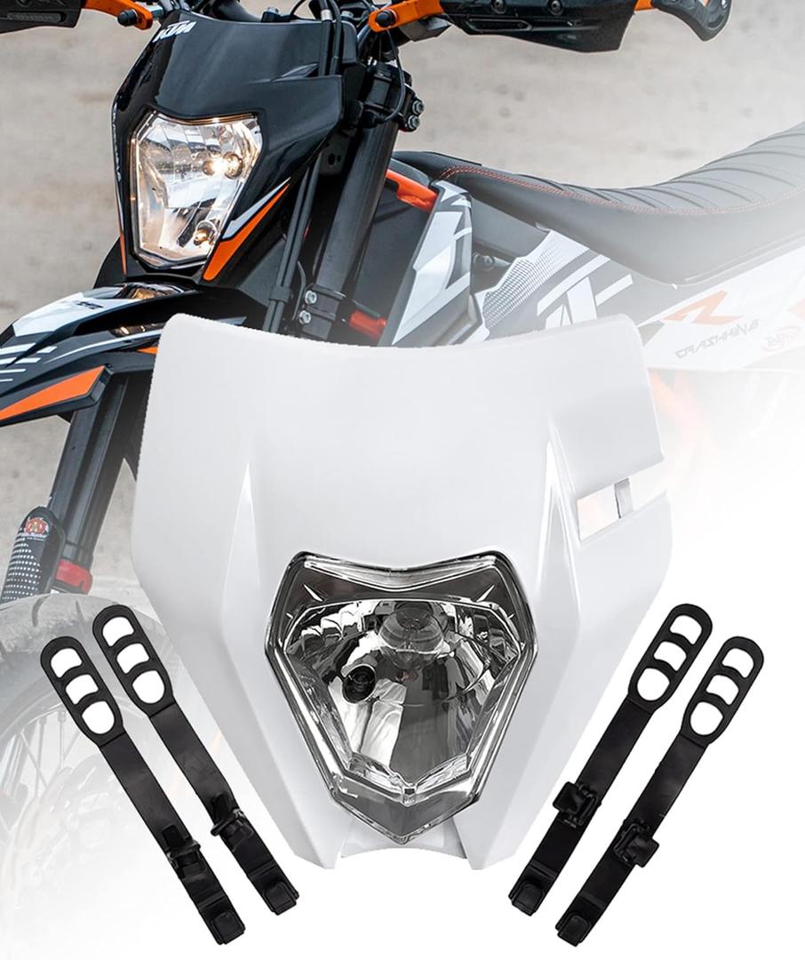 XINGWU Dirt Bike Headlight Kit,Pit Bike Headlight,Universal Motorcycle Headlight,Headlamp Frontlight,Motorcycle Head Lamp Kit for Most Dirt Pit Bike (white, NormalXWLIGA)