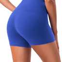 YUNOGA No Front Seam Biker Shorts for Women, High Waisted Tummy Control 3" Inseam Exercise Athletic Gym Running Yoga Shorts (Royal Blue,XXL) (Blue, XXL)