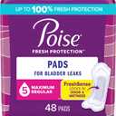 Poise Incontinence Pads & Postpartum Incontinence Pads, 5 Drop Maximum Absorbency, Regular Length, 48 Count, Packaging May Vary (Regular Length)