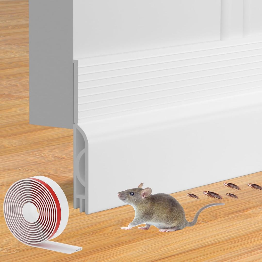 Door Draft Stopper for Bottom of Door, Adjustable Weather Stripping Door Seal for Cold Insulation, Under Door Sweep for Exterior & Interior Doors, Door Bottom Seal Blocker Noise (78inch,White)