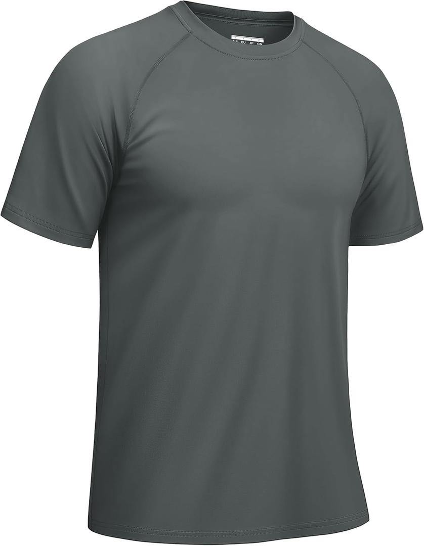 TACVASEN Men's Rashguard Shirts Short Sleeve UPF 50+ Sun Protection SPF T-Shirt Quick Dry Fishing Swim Athletic Tops (Gray, XL)