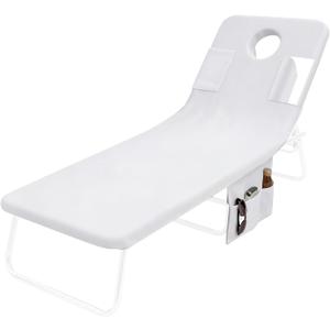 Frienda 1 Pcs 35.5"x74.8" Large Towel Cover for Tanning Chair with Face Hole Oversized Beach Pool Lounge Seat Cover Towel with Pocket Patio Furniture for Summer Pool Outdoor(Chair Not Included)
