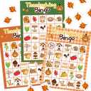 Fancy Land Thanksgiving Bingo Game for Kids 24 Players 8 Designs Multi Color Holiday Fall School Activity Party Game Supplies