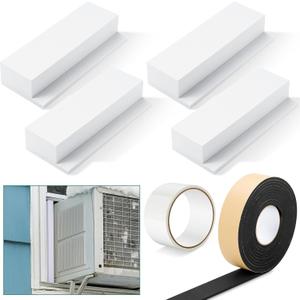 4 Pcs Foam Block Compatible with Midea U Shaped Window Air Conditioner Units, Ac Side Insulation Seal Kit with Seal Strip and Sealing Tape, Prevent Cold Air Leakage for Summer (White)