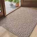 DEXI Front Door Mat Indoor Entrance, 32x48 Non Slip Entryway Doormat Dirt Trapper, Absorbent Entry Mats for Inside House, Patio, Porch, Light Beige