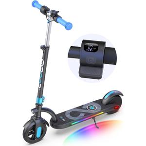Gyroor H40 Kids Electric Scooter180W Motor, 10 MPH LED Display, Colorful Lights, Adjustable Height, for Kids Ages 8-12, Ideal Gift (Blue)