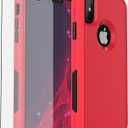 X-belmox for iPhone XR Phone Case [Dropproof] [Shockproof] 3-Layers Heavy Duty Drop Protection, Cover for iPhone XR 6.1 Inch with Tempered Glass Screen Protector, Rugged XR Phone Case - Red Black