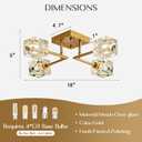 Gold Semi Flush Mount Ceiling Light Fixture, 4-Light Sputnik Ceiling Light with Clear Glass Shades, Modern Glass Ceiling Light for Bedroom, Dining Room, Kitchen, Hallway, Entryway, Foyer, 18.1 x 18.1 x 5.1 inches