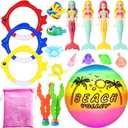 18 Pcs Diving Pool Toys for Kids Ages 3-12 Set with Storage Bag,Pool Games Summer Swim Water Sinking Mermaid Toys