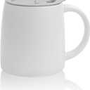 Classic Mug, 14 oz Large Coffee Mug with Handle, Ceramic Porcelain Tea Cup, Smooth Matte (Sliding Lid, White) (1 pc, Sliding Lid: White)