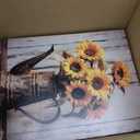 Vintage Sunflower Wall Art Farmhouse Rustic Yellow Sunflower Painting Wooden Background Print Poster Framed Country Style Flower Picture for Bathroom Kitchen Decor, 24"L x 16"W