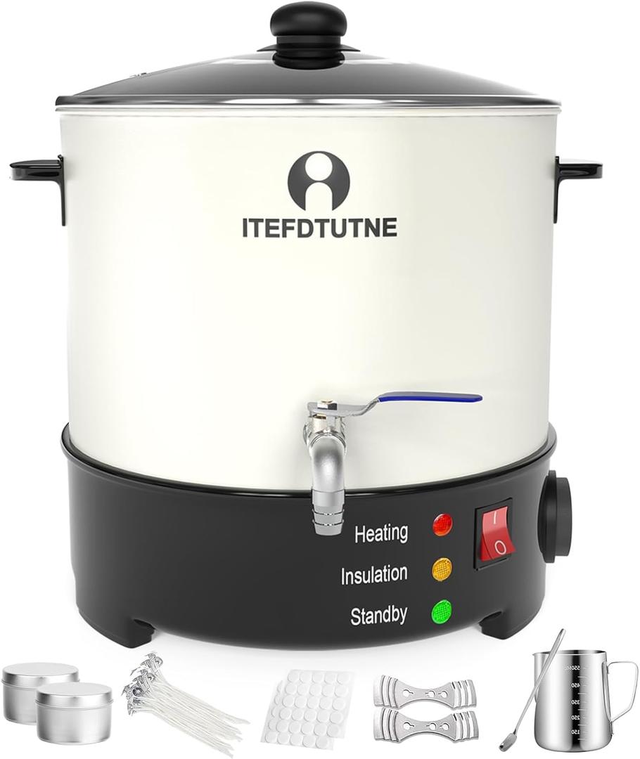 10L Commercial Wax Melter for Candle Making, 10Qts/20Lbs Extra Large Electric Wax Melting Pot for Candle Business with Efficient Pour Spout & Accurate Temperature Control, No Cloggy & Simple Cleanup (white)