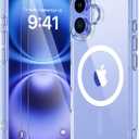 for iPhone 16 Case,Slim Clear Magnetic Protective Cover,(Compatible with MagSafe),Military-Grade Shockproof Anti-Yellowing Protection,with 2X Screen Protectors,Transparent for 6.1"