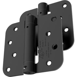 Self Closing Door Hinges, 4 Inch x 4 Inch, 5/8" Radius, UL Listed, Pack of 2, Matte Black