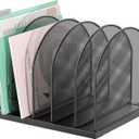gianotter Desktop File Organizer, Desk Organizer with 5 Compartments, Paper Organizer for Desk, Workspace Organizers for Office Supplies (Black)