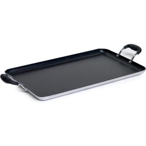 IMUSA 19x12in Aluminum Nonstick Double Burner Griddle with Cool Touch Handles, Black