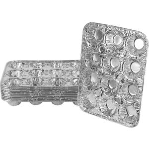 PLASTICPRO Aluminum Foil Muffin Pans Reusable and Disposable, Holds 12 Mini Cupcakes/Muffin foil Pan Pack of 10 (12 Cavity)