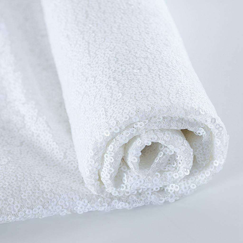 ShinyBeauty 3 Feet 1 Yards White Sequin Fabric, by The Yard, Sequin Fabric, Tablecloth, Linen, Sequin Tablecloth, Table Runner Photo Booth Backdrop Glitter Fabric(White)