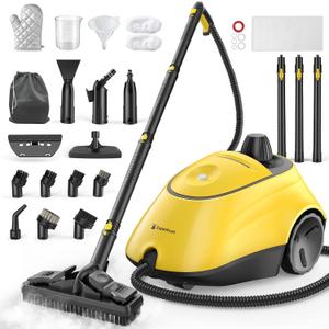Heavy Duty Steam Cleaner, 1500W High-Temperature Mop with 26 Accessories, 1.4L Portable Tank, Chemical-Free Cleaning for Floors, Tiles, Cars & More, Child Lock for Safety, Easy Operation（Yellow)
