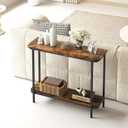 Arbuxzuy 35.4" Industrial Console Table 2 Tier Narrow Sofa Table with Shelves,Behind Couch Table Small Entry Way Tables for Livingroom,Bedroom,Entrance Foyer Table for Hallway,Office,Balck&Brown