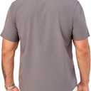 Men's Short Sleeve Button Down Shirts Casual Blending Beach Shirt with Chest Pocket Classic Fit Summer Tops (Gray, S)