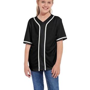 ACEFAST INC Kids Baseball Jersey Button Blank Softball Team Uniform Girls Boys Hip Hop T-Shirt Solid Color Sweatshirt 6