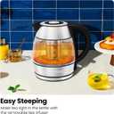 CHEFMAN Electric Kettle - 1.2L 1500W Hot Water Tea Pot with Infuser, BPA Free, Auto Shut Off, Boil-Dry Protection, Removable Lid, LED Light, Cordless Glass Electric Tea Kettle Stainless Steel